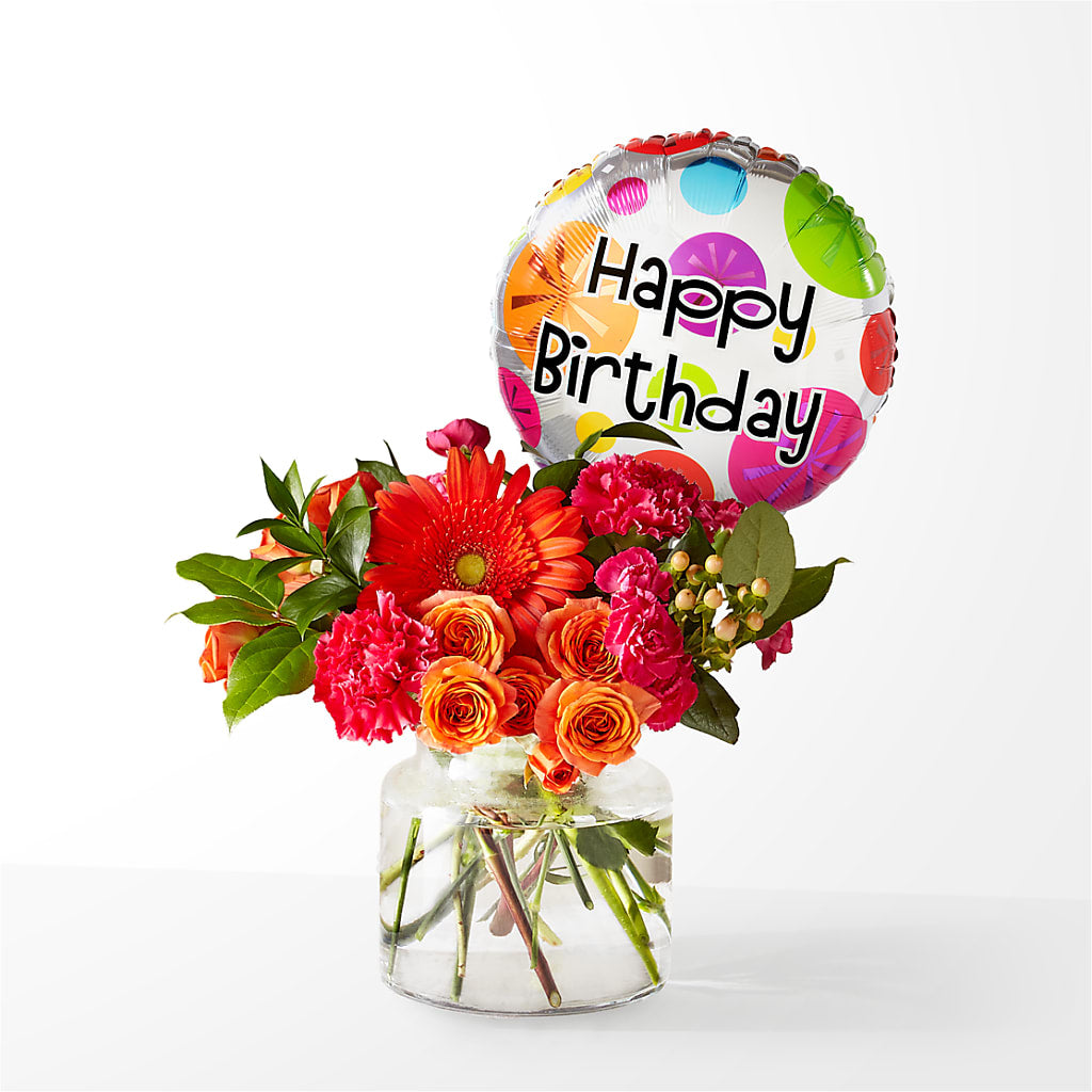 Fiesta Bouquet with Birthday Balloon – BENNY'S FLOWERS, Norton VA