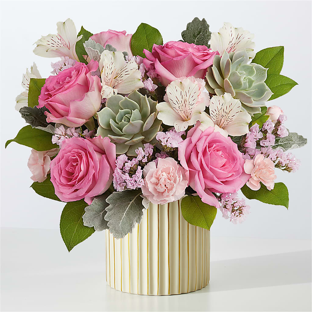 Dusty Rose Bouquet with Ivory Vase – BENNY'S FLOWERS, Norton VA