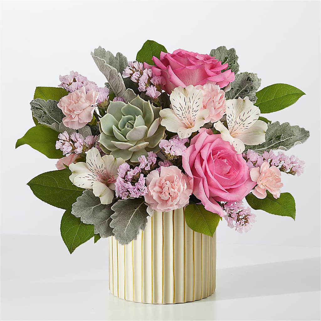 Dusty Rose Bouquet with Ivory Vase – BENNY'S FLOWERS, Norton VA