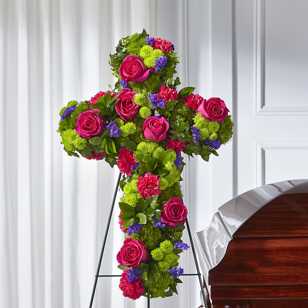 Tribute Rose Floral Cross – BENNY'S FLOWERS, Norton VA