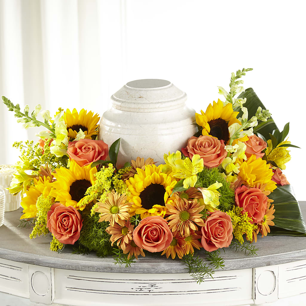 Faithful Sunflower Cremation Adornment – BENNY'S FLOWERS, Norton VA