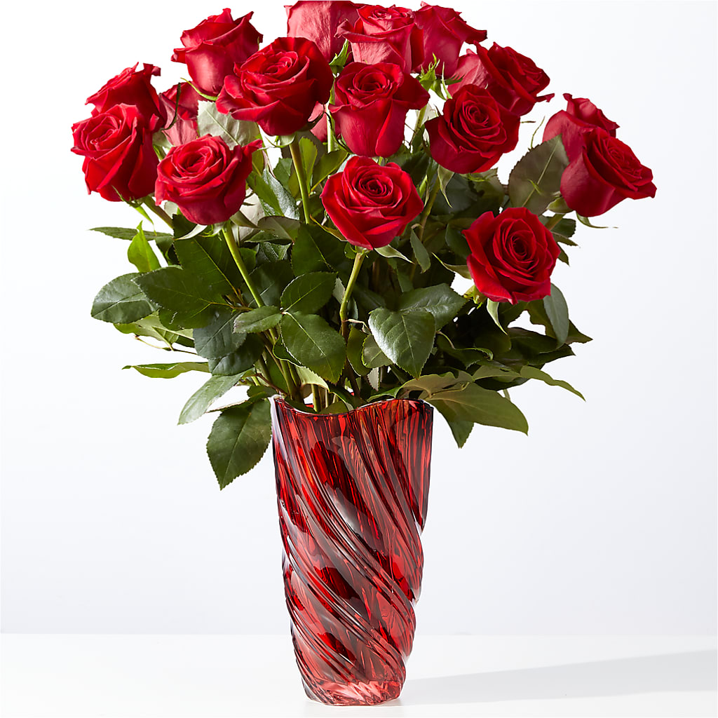 Classic Love Red Rose Bouquet with Luxe Swirl Vase – BENNY'S FLOWERS, Norton VA