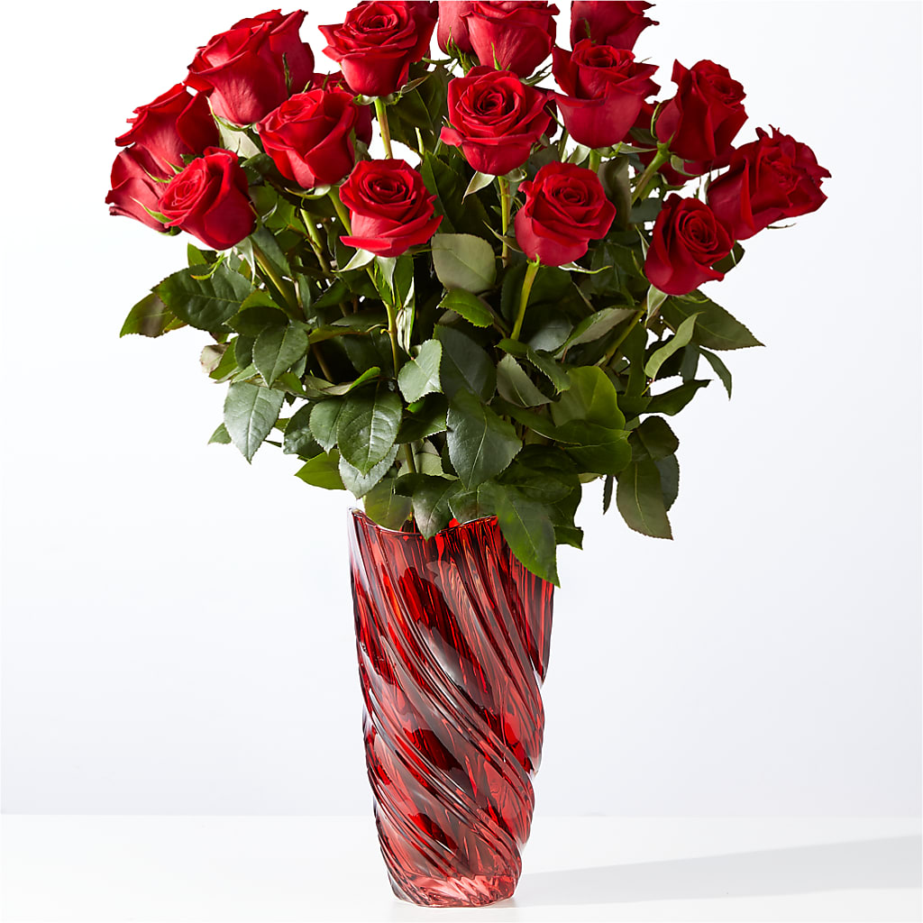 Classic Love Red Rose Bouquet with Luxe Swirl Vase – BENNY'S FLOWERS, Norton VA