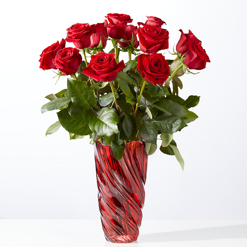 Classic Love Red Rose Bouquet with Luxe Swirl Vase – BENNY'S FLOWERS, Norton VA