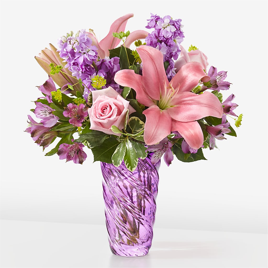 Precious Petals Bouquet with Luxe Swirl Vase – BENNY'S FLOWERS, Norton VA